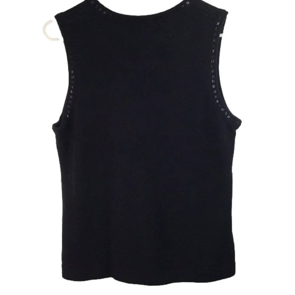 DESIGNER Originals Black Sleeveless with Black Beaded Trim Sz Medium